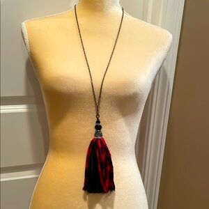 Elegant Red and Black Tassel Necklace